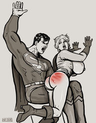 dc female male misterjer power_girl spanking superman tagme