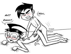 anal crossover danny_fenton danny_phantom dib invader_zim male multiple_males white_background wicabeth yaoi