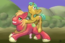 big_macintosh_(mlp) duo earth_pony equine friendship_is_magic horn horse male my_little_pony outside penis pony ragingsemi snails_(mlp) tail unicorn yaoi