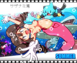 1girls bad_id breasts brown_hair darkshadow dewott gem gloves luvdisc mermaid monster_girl navel nintendo nipples pixiv_manga_sample pokemon pokemon_(species) pokemon_bw pokemon_bw2 pokemon_gsc pokemon_rse remoraid rorretsim rosa_(pokemon) wailord