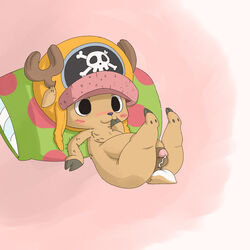 1boy blush cum cute male male_only one_piece penis pillow slightly_embarrassed solo tagme tony_tony_chopper