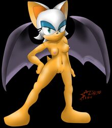 anthro bat breasts color female female_only front_view fur furry nipples nude rouge_the_bat solo sonic_(series) spaz tagme vulva wings