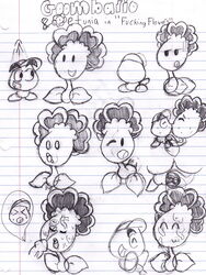 1boy 1girls artist_request black_and_white cum drawing female flora_fauna flower goomba goombario hat kissing mario_(series) monochrome nintendo paper_mario penis petunia_(paper_mario) sex sweat tagme text