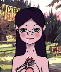 artist_request black_hair candy_chiu disney disney_channel glasses gravity_falls handjob nude outdoors solo_focus straight_hair tagme unseen_male_face