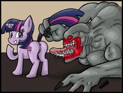 1girls crossover doom friendship_is_magic hell_knight_(doom) my_little_pony peterson straight_hair tagme twilight_sparkle_(mlp)