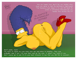 after_anal after_sex anal_insertion angry ass blackmail blue_hair breasts color cum cum_in_ass cum_in_hair darth_ross english_text female female_only femsub hair high_heels human long_hair marge_simpson milf nipples nude red_heels red_shoes solo tagme text the_simpsons vulva