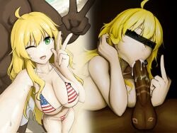 2d blowjob dark-skinned_male green_eyes hoshii_miki idolmaster implied_sex queen_of_spades selfie