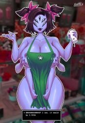 1girls iced_latte_with_breast_milk muffet nude solo spider_girl starbucks undertale