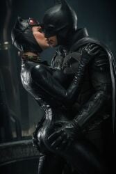 arkham_knight batman_(series) catwoman kissing touching touching_ass