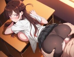 against_table ai_generated angry_expression angry_sex ass_focus ass_grab cheating_girlfriend classroom huge_ass kanojo_okarishimasu mizuhara_chizuru on_table open_shirt pantyhose school_uniform schoolgirl sex_from_behind torn_clothes viewed_from_behind