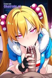 1girl 4k 8k absurd_res absurdly_long_hair african_male aged_down aged_up ai_assisted ai_generated all_the_way_to_the_base alternate_hairstyle angry anime_screencap annoyed beautiful beautiful_eyes beautiful_face big_ass black_choker black_gloves blacked blonde_hair blue_jumpsuit brat bratty breath bubble_butt choker cleavage clownpiece crop_top cum_dump cum_dumpster cum_filled cum_in_mouth cum_overflow cum_splatter cum_string curvy dark deepthroat detailed_background detailed_eyes detailed_face dim_lighting disgusted excessive_cum excessive_saliva eyeliner fairy_wings fellatio fingerless_gloves fingernails forced_oral glaring glossy_lips glowing_eyes hair_ornament hair_scrunchie long_hair pink_eyes screencap skindentation twintails