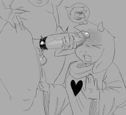 1boy 1futa anthro awfulxen cock deltarune futanari ralsei ralsei_with_white_fur surprised susie_(deltarune)
