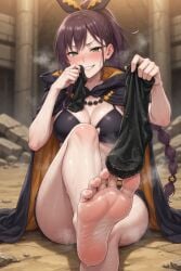 anime anime_style feet feet_fetish feet_focus shaula_(re:zero) socks soles sweaty toes