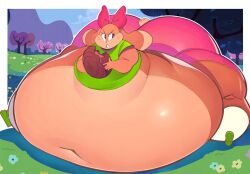 1girls anthro ass berkley_bunny brown_eyes brown_fur bunny chocolate chocolate_egg crack_the_moon dolphin_shorts easter female female_focus female_only furry hairbow hips hyper hyper_ass immobile immobilization lagomorph lagomorph_humanoid large_ass morbidly_obese morbidly_obese_female obese obese_female overweight overweight_female rabbit short_shirt shorts small_shirt thick_thighs thighs wardrobe_malfunction wide_hips