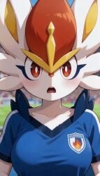 ai_generated ai_video animated anthro breasts cinderace cute female football furry gobabsnow medium_breasts nipples nude pokemon pokemon_(species) public pussy tagme tee_shirt video
