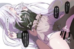 1boy 1girls blush bondage clothed dark-skinned_male duo female konoha_noa male panties panties_aside penetration penis project_sekai rape sex white_hair yoisaki_kanade