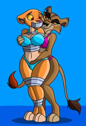 anthro anthro_on_anthro anthrofied arms_behind_back big_breasts bikini bondage bound breast_grab breasts damsel_in_distress disney duct_tape duct_tape_gag duo female female/female female_only femdom femsub fondling fondling_breast gag gagged hand_on_another's_breast hand_on_breast jackattack1324 kiara kiara_(the_lion_king) lion lion_ears lion_girl lion_tail lioness navel red_eyes tape tape_gag tape_gagged the_lion_king yellow_sclera zira zira_(the_lion_king)