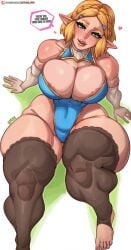 1girls 2d blonde_hair blush blushing_female breasts busty cleavage feet female female_only lettuce_uwu light-skinned_female light_skin looking_at_viewer muscular muscular_female muscular_thighs nintendo princess_zelda short_hair solo solo_female stirrup_legwear tagme tears_of_the_kingdom the_legend_of_zelda thighhighs thighs thong_leotard white_background zelda_(tears_of_the_kingdom)