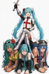 abs ai_generated brazilian_miku british british_female conquered crop_top england england_flag english flag football hatsune_miku national_personification norway norwegian norwegian_female norwegian_flag world_cup