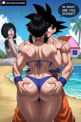ai_generated beach chichi dragon_ball dragon_ball_z son_goku
