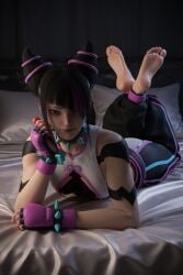 feet feet_focus feet_up female hot juri_han laying_on_bed street_fighter