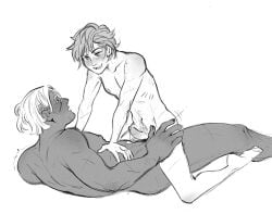 anal anal_penetration anal_sex ashe_ubert cock cowgirl_position dark-skinned_male dark_skin dedue_molinaro dick fire_emblem fire_emblem:_three_houses gay interracial interracial_yaoi male male_penetrated male_penetrating male_penetrating_male muscles muscular muscular_male no_color penetration penis power_bottom precum precum_drip precum_on_penis pubes pubic pubic_hair riding riding_cock riding_penis scar scarred scarred_body scars sex size_difference skinny skinny_male submissive submissive_male twink yaoi