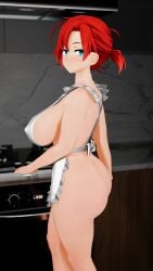 1girls 2024 3d 3d_(artwork) 6thchariot apron apron_only ass big_ass big_breasts blue_eyes blush boudica_(fate) breasts fate_(series) female female_only hair huge_breasts kitchen legs looking_at_viewer naked_apron red_hair side_view sideboob smile solo solo_female thighs tied_hair white_apron