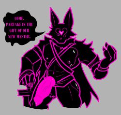 1boy 2d 2d_(artwork) black_body blox_cards briggeybruh canine canine_penis color colored glowing_genitalia glowing_penis heart heart_symbol large_penis muscular muscular_male penis precum precum_drip roblox roblox_game shadow_creature shiny_skin tagme tagme_(character) tribal tribal_clothing veiny_penis wolf wolf_ears wolf_humanoid wolf_tail