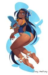 1girls 2d 2d_(artwork) 2d_artwork ankles ass ass_cleavage ass_crack back back_view background bare_arms bare_ass bare_back bare_butt bare_calves bare_hands bare_knees bare_legs bare_shoulders bare_skin bare_soles bare_thighs bare_toes barefoot behind_view black-haired_female black_hair blank_background blue-eyed_female blue-haired_female blue_eyes blue_fingernails blue_hair blue_nail_polish blue_nails blue_toenail_polish blue_toenails brown-skinned_female brown_skin brown_skinned_female butt calves curvaceous curvaceous_body curvaceous_female curvaceous_figure curvaceous_hips curvy curvy_ass curvy_body curvy_female curvy_figure curvy_hips dark_hair digital digital_art digital_drawing digital_drawing_(artwork) digital_media digital_media_(artwork) drawing earrings elbows exposed_arms exposed_ass exposed_back exposed_butt exposed_legs exposed_shoulders exposed_skin exposed_thighs exposed_toes feet female female_focus female_only fingernails fingers from_behind full_body full_body_view groin head_tilt hourglass_figure knees lean_figure legs long_hair looking_at_viewer looking_back looking_back_at_viewer median_furrow monotone_background multicolored_hair nail_polish nails narrow_waist nessa_(pokemon) no_shoes one_color_background plain_background pokeball pokemon portrait rear_view roxy_thefoxy shoulder_blades shoulders slender_body slender_waist slim_female slim_waist soles solid_color_background solo split-color_hair thick_ass thick_butt thick_thighs thighs tilted_head toenail_polish toenails toes two-tone_hair two_tone_hair very_long_hair very_long_hair_female viewed_from_behind voluptuous voluptuous_ass voluptuous_body voluptuous_female voluptuous_figure voluptuous_woman white_background wide_hips
