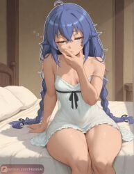 1girls ai_assisted ai_generated big_ass blue_eyes cleavage floresai looking_at_viewer mushoku_tensei narrow_waist nightgown patreon patreon_url patreon_username petite_body petite_breasts petite_female petite_girl roxy_migurdia sleepy small_breasts teasing thick_thighs twintails wide_hips