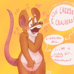 1boy anthro artist_request balls covering embarrassed furry geronimo_stilton geronimo_stilton_(series) male penis tagme