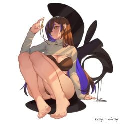 1:1 1:1_aspect_ratio 1girls 2d 2d_(artwork) 2d_artwork adult adult_female ankles arm_support ass background bare_calves bare_hands bare_hips bare_knees bare_legs bare_skin bare_soles bare_thighs bare_toes barefoot big_boobs big_breasts black_bra black_panties black_underwear blank_background blue-haired_female blue_hair bra breasts brown-eyed_female brown-haired_female brown_eyes brown_hair busty busty_female busty_girl calves cleavage colored_inner_hair commission commission_art digital digital_art digital_drawing digital_drawing_(artwork) digital_media digital_media_(artwork) drawing exposed_hips exposed_legs exposed_skin exposed_thighs exposed_toes feet female female_focus female_only fingernails fingers from_front front_view full_body full_body_view gluteal_fold groin hair_between_eyes hair_covering_eye hair_over_eye hair_over_one_eye head_tilt hourglass_figure knees knees_up large_boobs large_breasts lean_figure legs long_hair looking_up mature mature_female mature_woman mole mole_on_body mole_on_breast mole_on_chest monotone_background multicolored_hair nail_polish nails narrow_waist no_shoes oc one_color_background original original_art original_artwork original_character panties partially_exposed_vulva partially_visible_vulva plain_background purple_fingernails purple_nail_polish purple_nails purple_toenail_polish purple_toenails roxy_thefoxy shoulders sitting slender_body slender_waist slim_female slim_waist solid_color_background solo split-color_hair thighs tilted_head toenail_polish toenails toes two-tone_hair two_tone_hair underwear white_background wide_hips woman yellow-eyed_female yellow_eyes