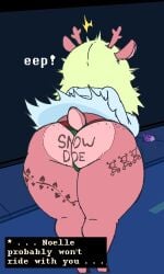 1girls anthro antlers ass ass_tattoo background barely big blacked blonde blue body bottomless brown butt cervid clothed clothing deer deltarune deltarune_chapter_2 dress english female first focus freckles fur furry hair heart hips horn humanoid implied_ntr large malfunction mammal noelle_holiday on only panties person pov profanity qos qos_tattoo queen_of_spades road scared scut short simple solo tail tattoo tattoos text thick thigh_tattoo thighs view visible wardrobe wide zlut385