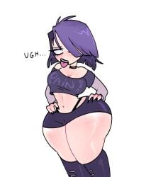 1girl annoyed_expression big_ass big_hips breasts clothed crop_top curvy curvy_female e-girl egirl emo emo_girl female female_focus female_only gotica_culona grabbing_hip hair_over_eye hand_on_hip hip_grab hips_focus original random_character short_hair short_skirt thick_thighs thighs thighs_focus tongue_out wide_hips