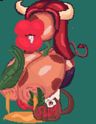 1girls :>= big_breasts big_lips big_lips_no_eyes breasts cow cow_horns cow_print expansion female female_only fuckplant lactating lactation large_breasts long_lips pixel_art plant plant_girl potted_plant succplant suck_and_fuck suckplant transformation