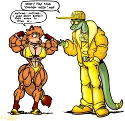 abs biceps bikini breasts female fox male muscles muscular muscular_arms muscular_female muscular_legs muscular_thighs pecs reptile ritualist_(artist) tail