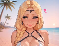 1girl 1girls ai_generated blonde blonde_hair blush braided_hair braids breasts breasts, camel_toe cameltoe cleavage clothed clothed_female curvy face face_focus female female_focus female_only focus fully_clothed large_breasts mewmimi nipples nipples_covered nipples_visible_through_clothing pussy queen_marika_the_eternal sfw solo solo_female solo_focus teeth tight_clothes tight_clothing uncensored yellow_eyes
