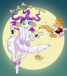 ankle_wraps arm_bands bat_wings big_breasts body_tattoos bone_in_hair doll earring eye_shadow fairy futanari hair_accessory hair_tie huge_nipples huge_penis hyper hyper_penis low_hanging_balls moon moonlight natural_breasts nymph nymph_(rayman) pin pins plushie puffy_nipples rayman rayman_(series) red_iris sagging_breasts saggy_balls skull tattoo thin_waist uncut veins voodoo_doll voodoo_mama_(rayman) vr457 white_skin wide_hips yellow_sclera