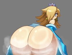 1girls 2026 2d artist_request ass ass_bigger_than_head ass_focus bending_over big_ass blonde_female blonde_hair bottomless crown dress earrings looking_at_viewer looking_back mario_(series) nintendo princess_rosalina steam super_mario_galaxy sweat tagme tagme_(artist)