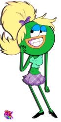 artist_logo artist_request avian avian_humanoid beak blonde_hair bowtie bowtie_on_head breadwinners breasts clothing crop_top duck eyelashes genderswap genderswap_(mtf) lipstick long_hair nickelodeon not_porn rule_63 short_topwear skirt swaysway tagme tank_top transparent_background unknown_artist weird