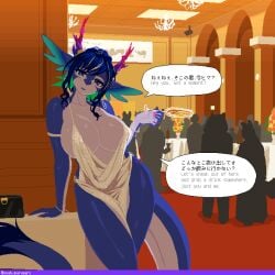 1girl 1girls 2025 2d 2d_(artwork) anthro anthro_female anthro_only artist_logo artist_name bag big_boobs big_breasts blue_body blue_eyes blue_skin boobs breasts clothed clothing crowd crowd_background cup cute dark_blue_hair dialogue digital_drawing_(artwork) digital_media_(artwork) dragon dragon_girl dress english_text female female_focus female_only furry furry_female furry_only gorgeous gorgeous_female hi_res highres horn horns hot japanese_text looking_at_viewer nails nails_painted noah_(artist) original_character pixel_art sexy solo solo_female solo_focus tail text text_bubble thighs watermark wholesome
