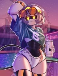 1girls artist_request bare_midriff bikini bikini_thong breasts crop_top crossover curvaceous female female_only high_resolution highres murder_drones reference robot_girl robot_humanoid short_hair solo solo_female tagme thick_thighs thighs v_(murder_drones) yellow_eyes