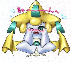 blush color cum female female_only front_view jirachi kurobedamu pokemon pokemon_(species) solo vulva