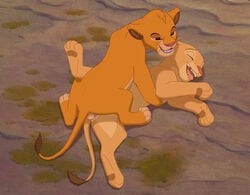 1boy 1girls balls cub disney feline female female_feral feral fur furry lion lioness male mammal nala simba straight tagme testicles the_giant_hamster the_lion_king young