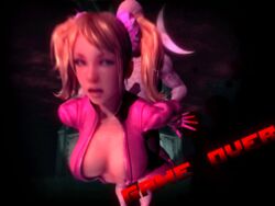 3d animated arm_grab blonde_hair bodysuit breasts female from_behind game_over human hunicornd juliet_starling lollipop_chainsaw male rape straight tied_hair twintails unicornd unzipped zombie