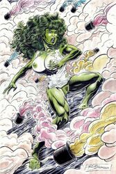 1girls alternate_breast_size big_breasts breasts female_only green_skin huge_breasts large_breasts marvel rob_durham she-hulk solo