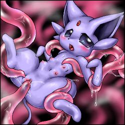 blush bound breasts color eeveelution espeon female feral fur insertion interspecies kurobedamu nintendo nipples nude pokemon pokemon_(species) pussy tagme tentacle vulva