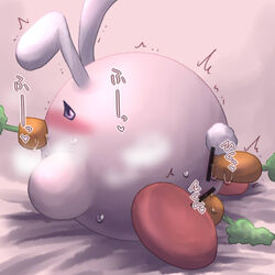 bunny_ears bunny_tail carrot censored irugan kirby kirby_(series) looking_back rule_63 shading tagme trembling