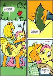 333456 anthro anthrofied applejack_(mlp) blonde_hair blush bondage closed_eyes dildo double_dildo double_penetration english_text equine female fluttershy_(mlp) freckles friendship_is_magic hair horse insertion looking_down mammal my_little_pony orange_body penetration picnic picnic_basket pony pussy rope sausage sex_toy smooth_skin text vaginal_insertion vaginal_penetration wide_eyed yellow_body yuri