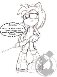 1futa amy_rose anthro ejaculation fur furry futanari hedgehog intersex intersex_only mammal monochrome neokat penis_under_dress solo solo_futa sonic_(series)